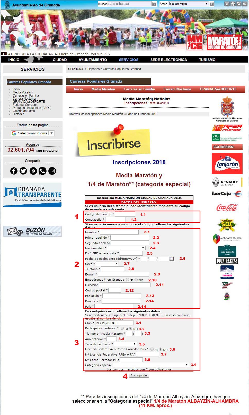 ©Ayto.Granada: FAQ - Inscripciones