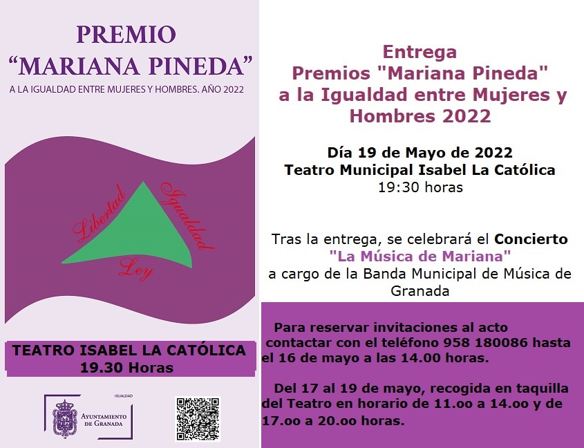 Entrega del Premio Mariana Pineda a la Igualdad entre Mujeres y Hombres 2022 y Concierto Mariana Pineda